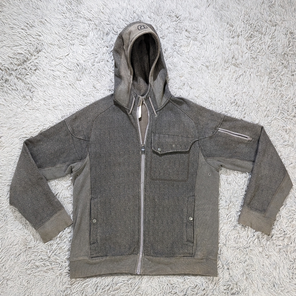 Lululemon Athletica Jacket Mens XL Gray Full Zip Hooded Fleece Lined